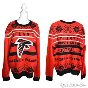 Junk‎ Food Atlanta Falcons Ugly Christmas Sweater Men's XL Red Black Football